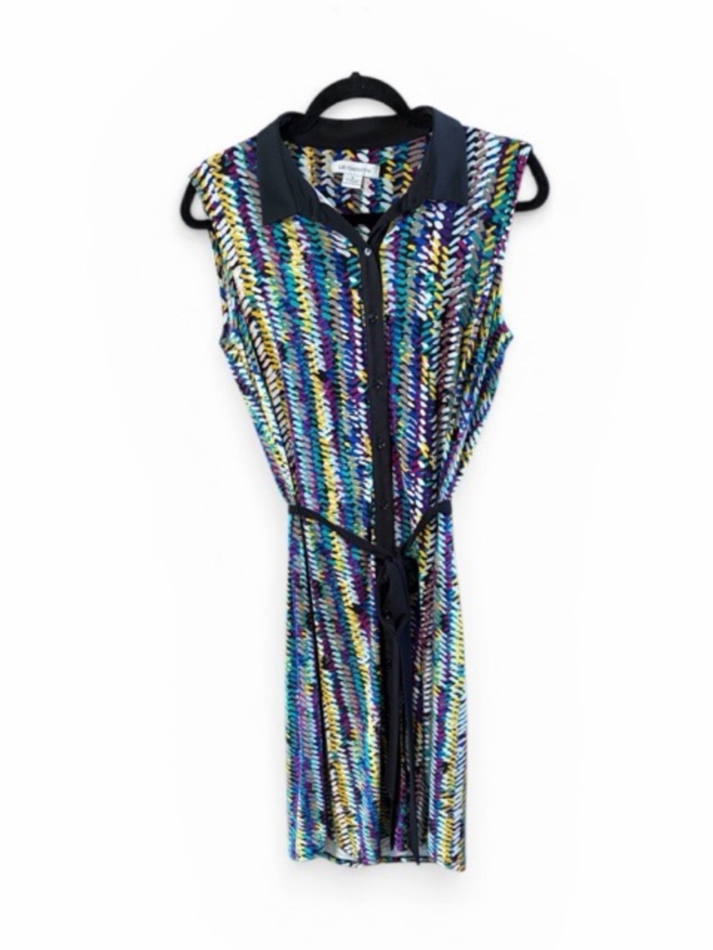 Liz Claiborne Abstract Print Sleeveless Belted Shirt Dress - Picture 2 of 7